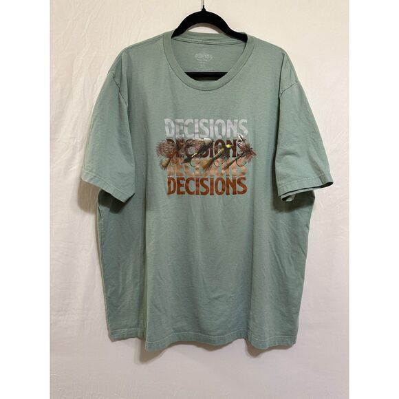 Sportsman's Warehouse Men's Forest Green Tee "Decisions" Size 3XL Flyfishing - Picture 2 of 3